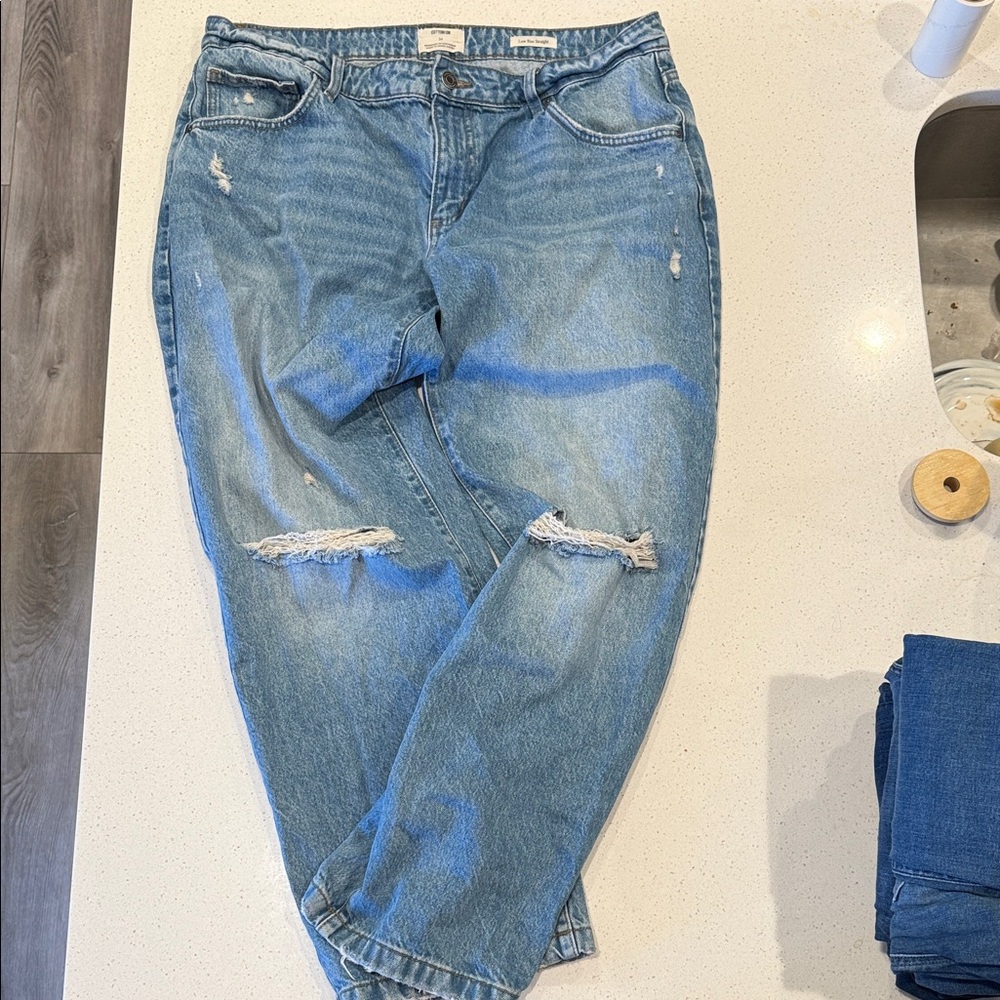 Cotton On Light Blue Distressed Boyfriend Jeans